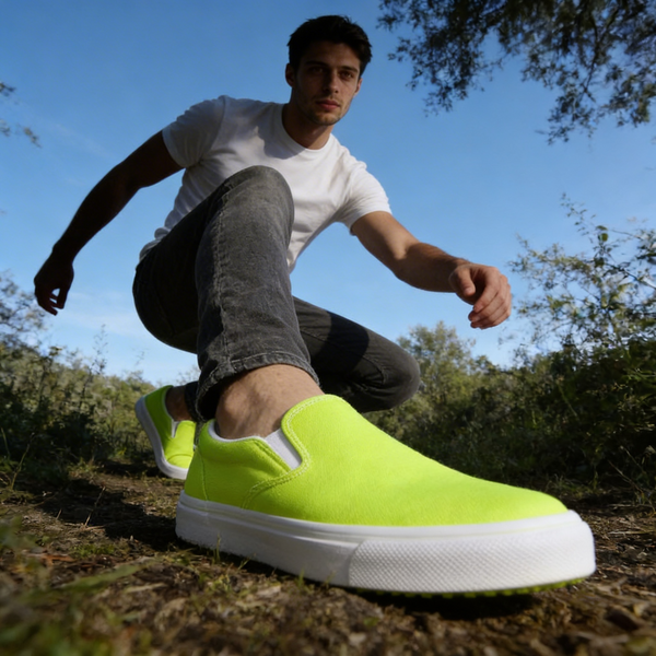 Men's Slip-On Canvas Shoes | Neon Lime