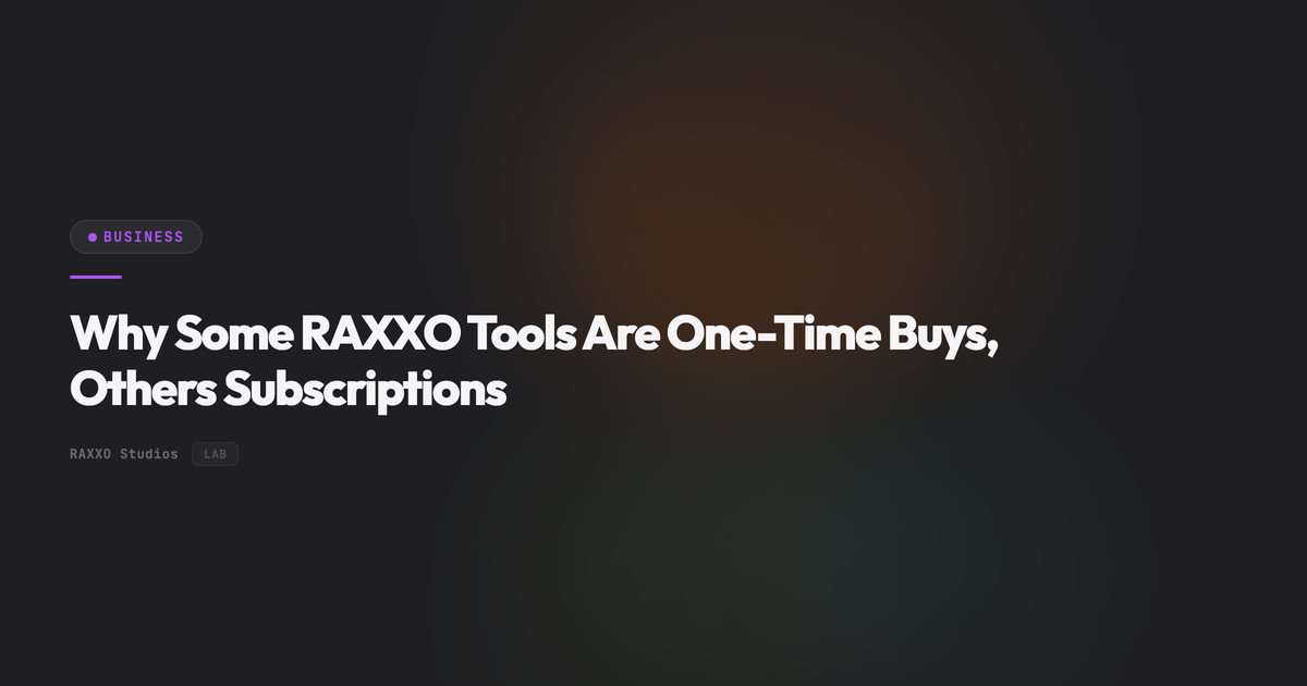 Why Some RAXXO Tools Are One-Time Buys, Others Subscriptions