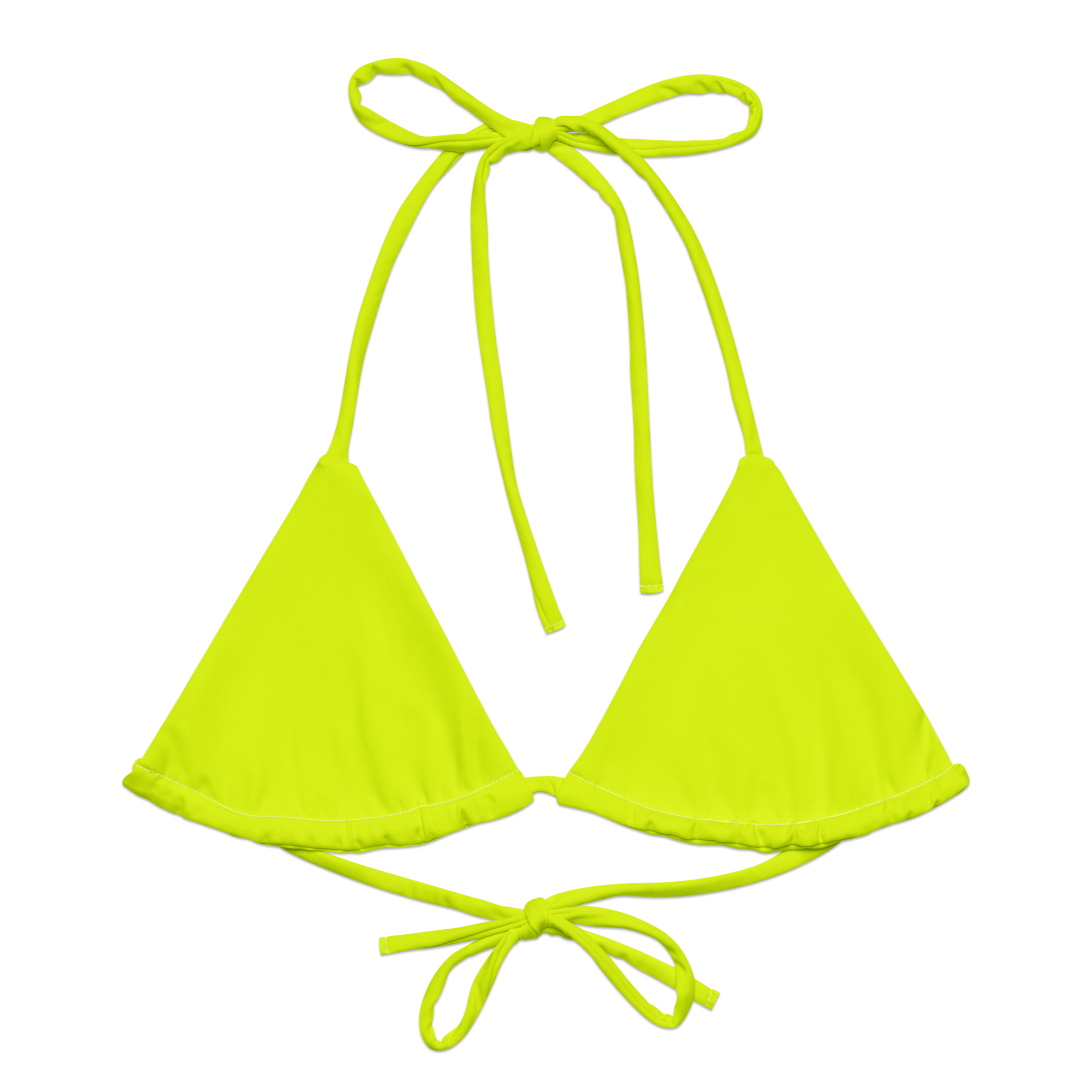Recycled String Bikini Top | Neon Lime
