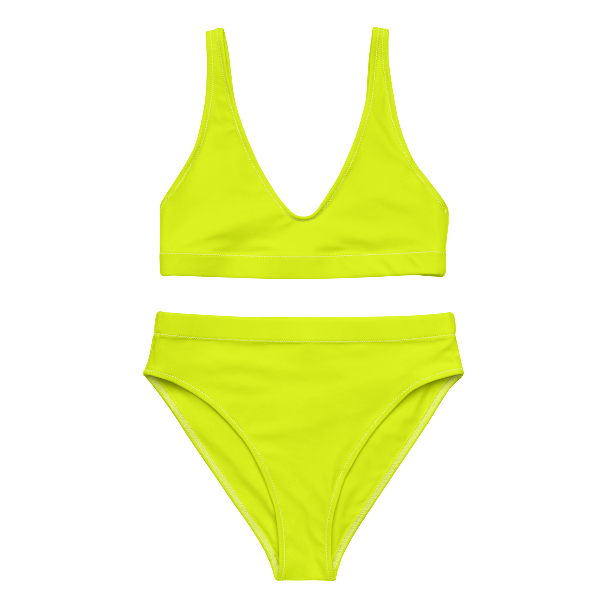Recycled High-Waisted Bikini | Neon Lime