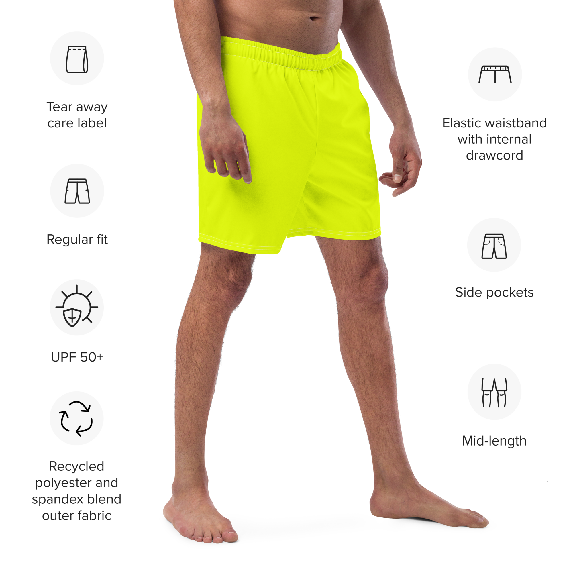 Recycled Swim Trunks | Neon Lime