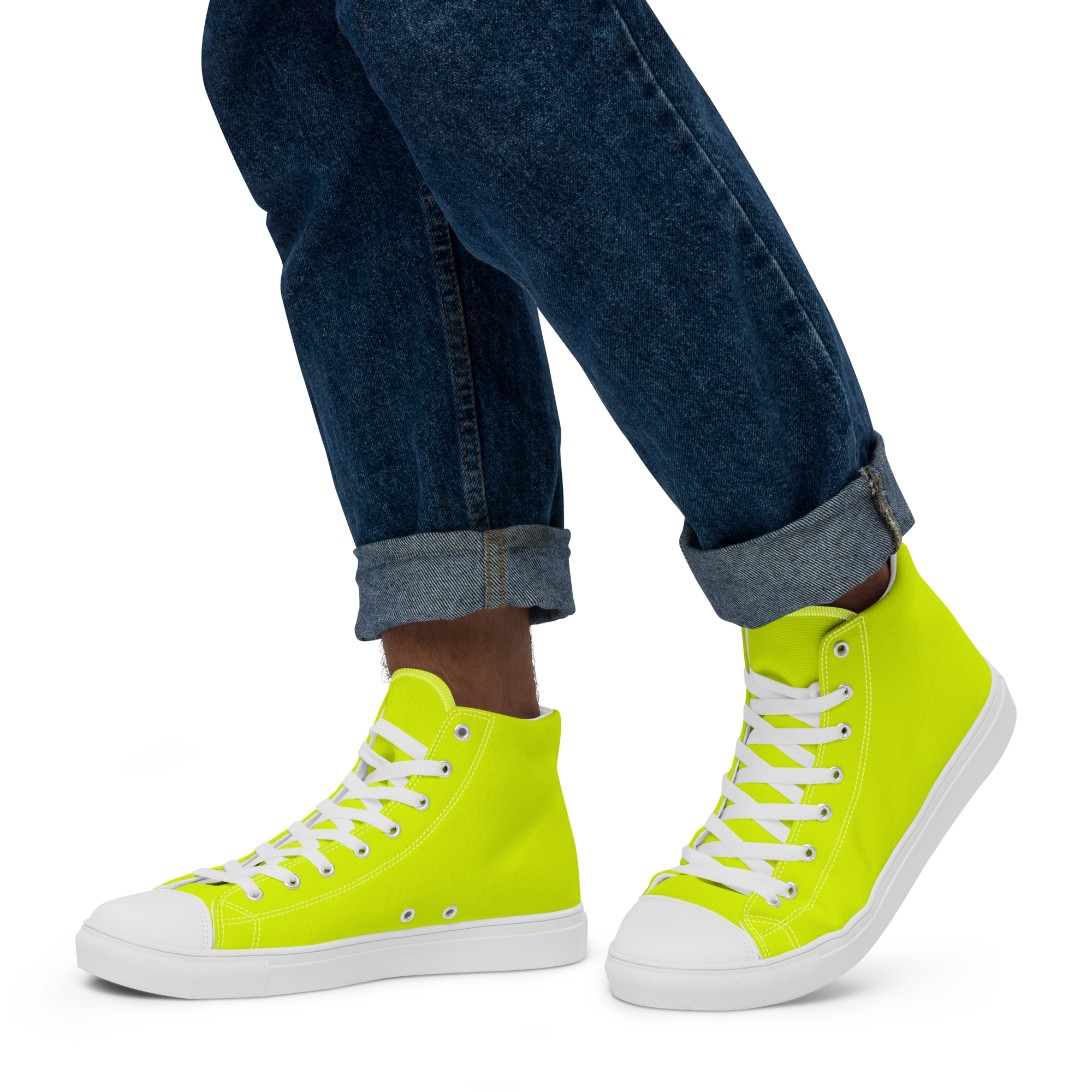 Men's High Top Canvas Shoes | Neon Lime