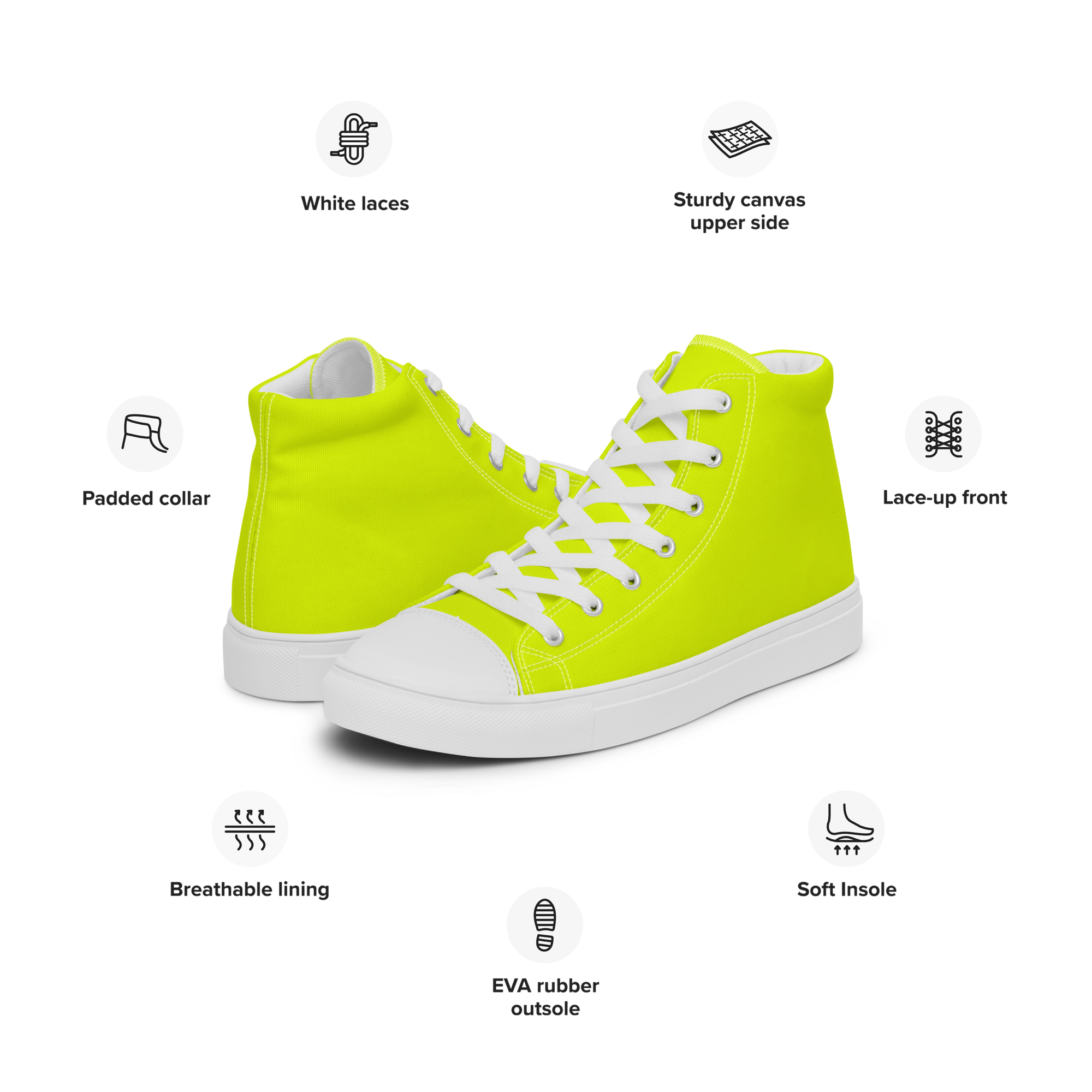 Men's High Top Canvas Shoes | Neon Lime