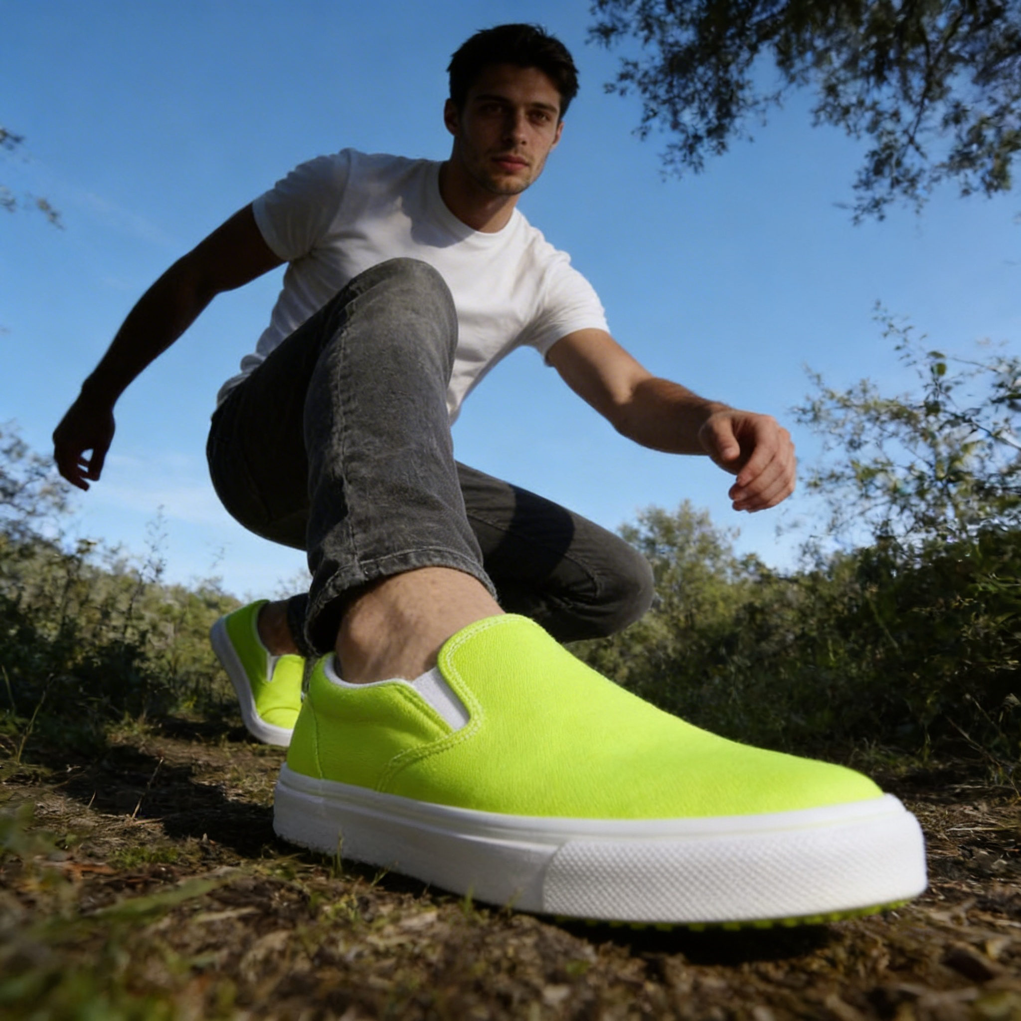 Men's Slip-On Canvas Shoes | Neon Lime
