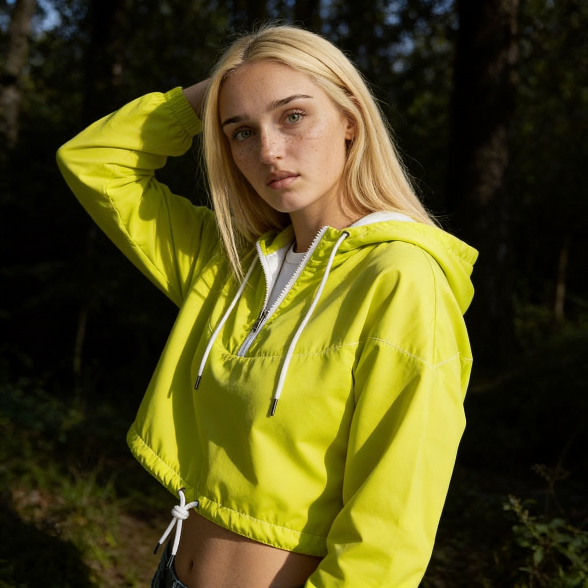 Women's Cropped Windbreaker | Neon Lime