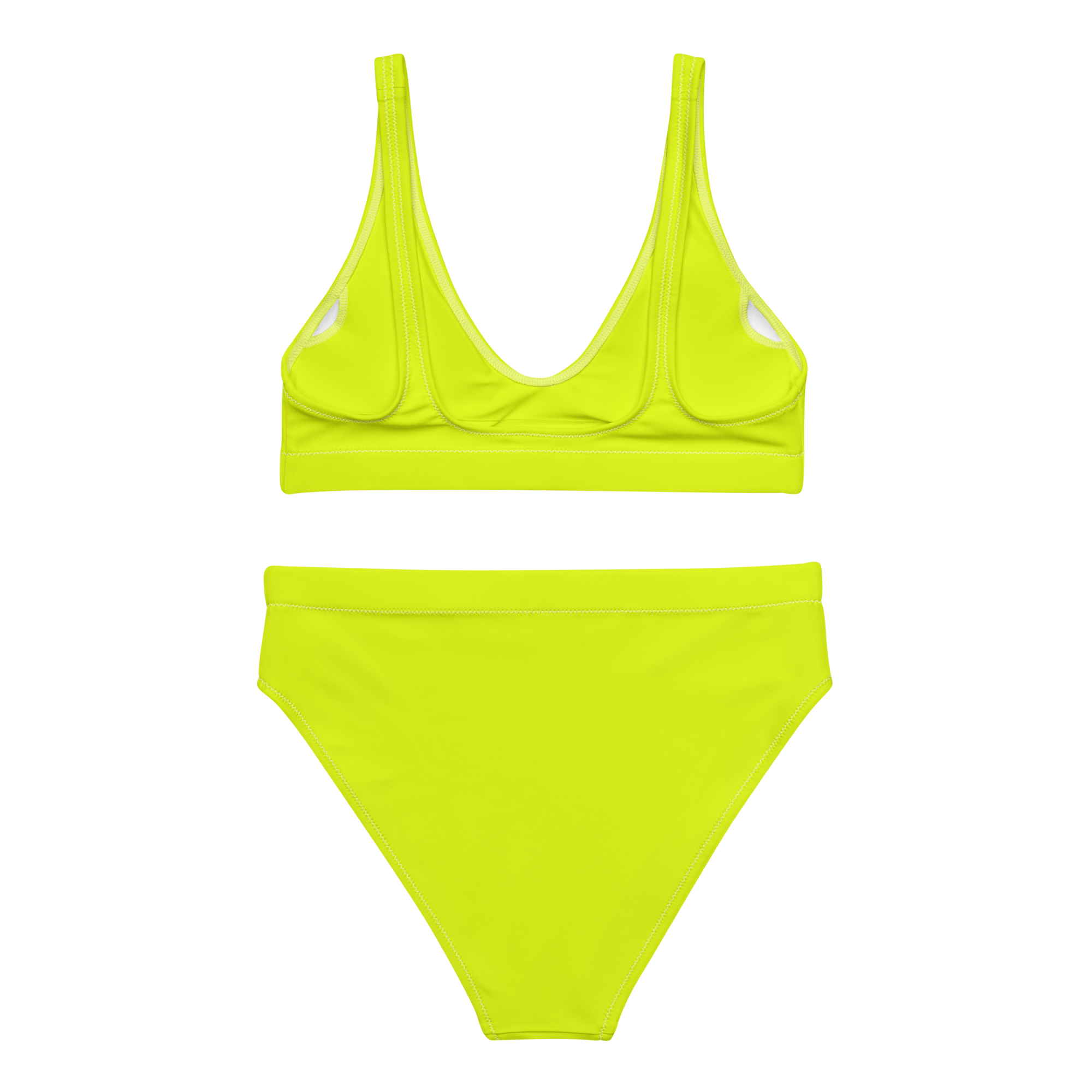 Recycled High-Waisted Bikini | Neon Lime
