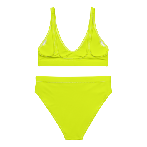 Recycled High-Waisted Bikini | Neon Lime