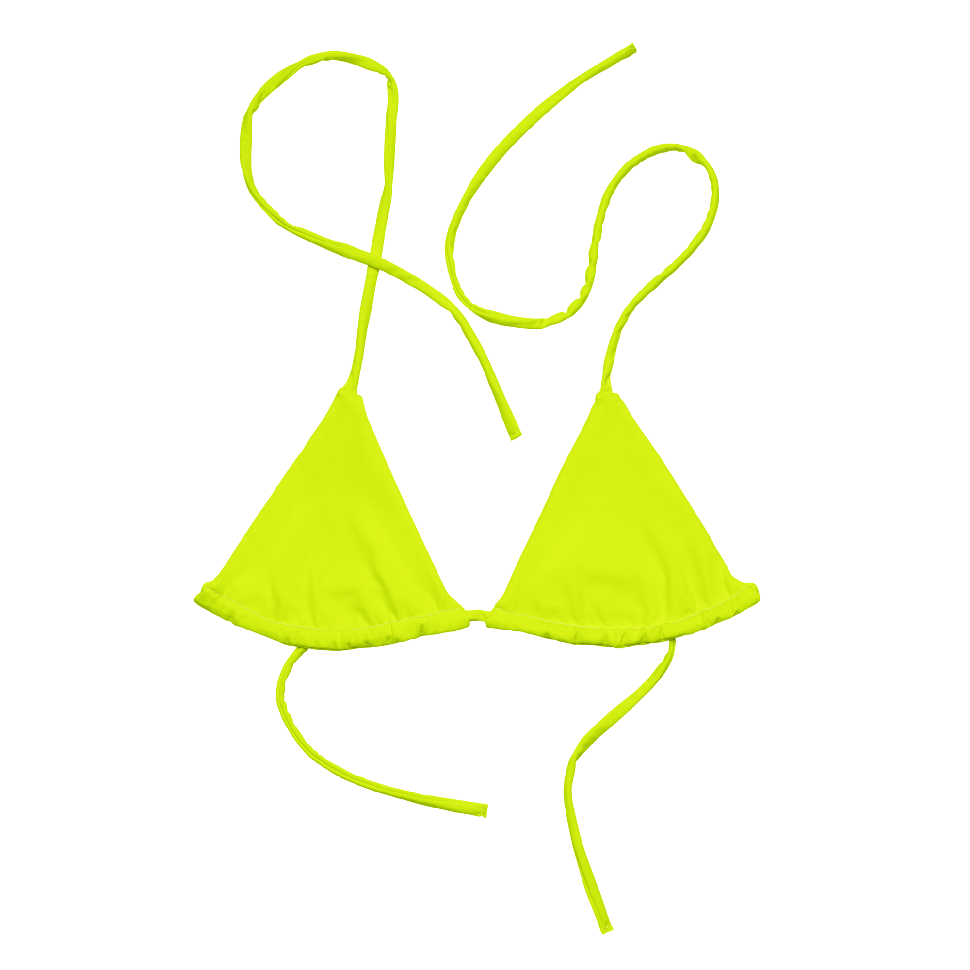 Recycled String Bikini Top | Neon Lime