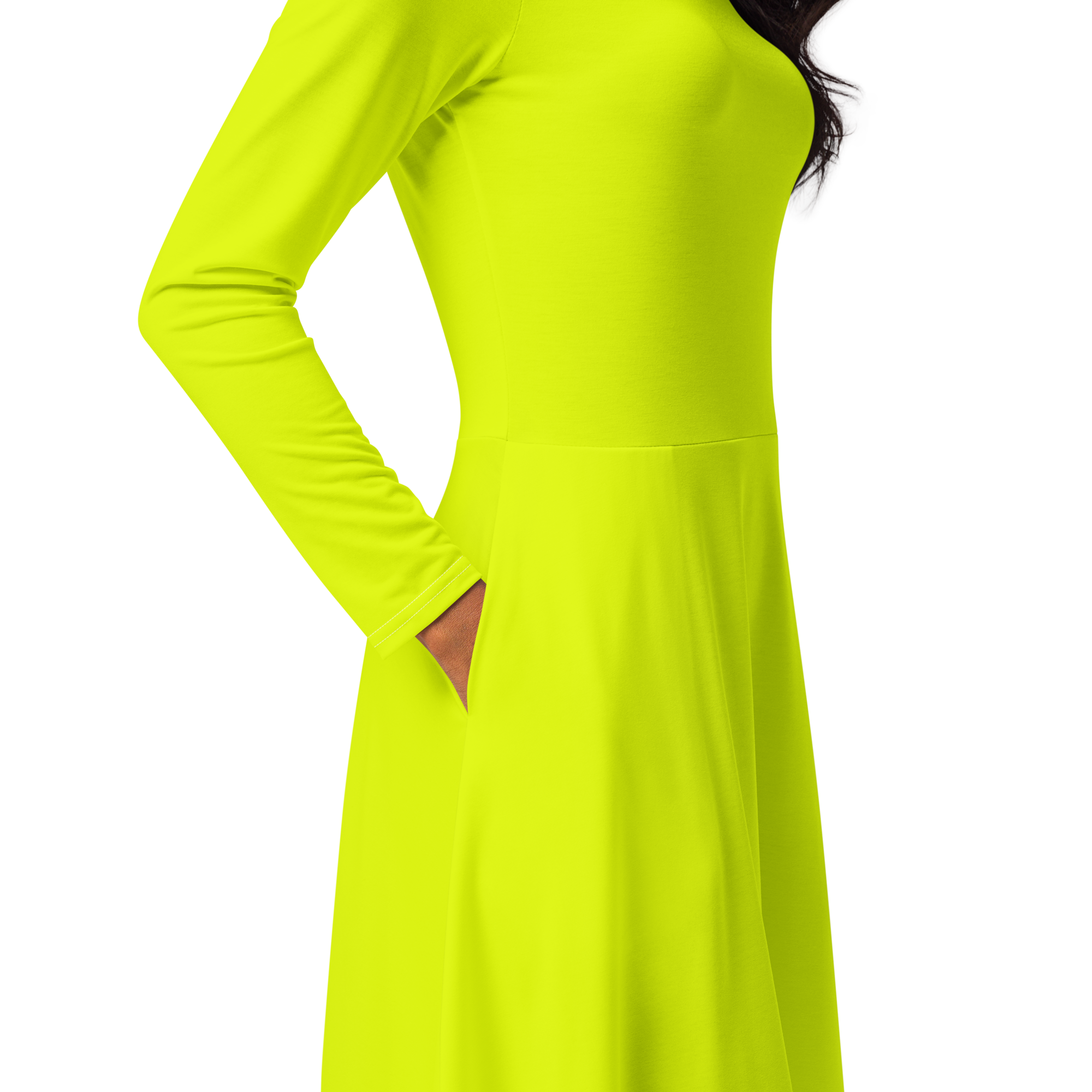 Long Sleeve Midi Dress | Neon Lime