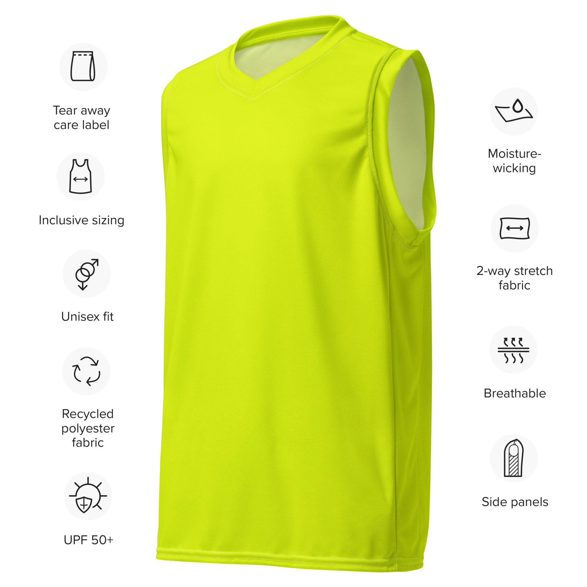 Recycled Basketball Jersey | Neon Lime