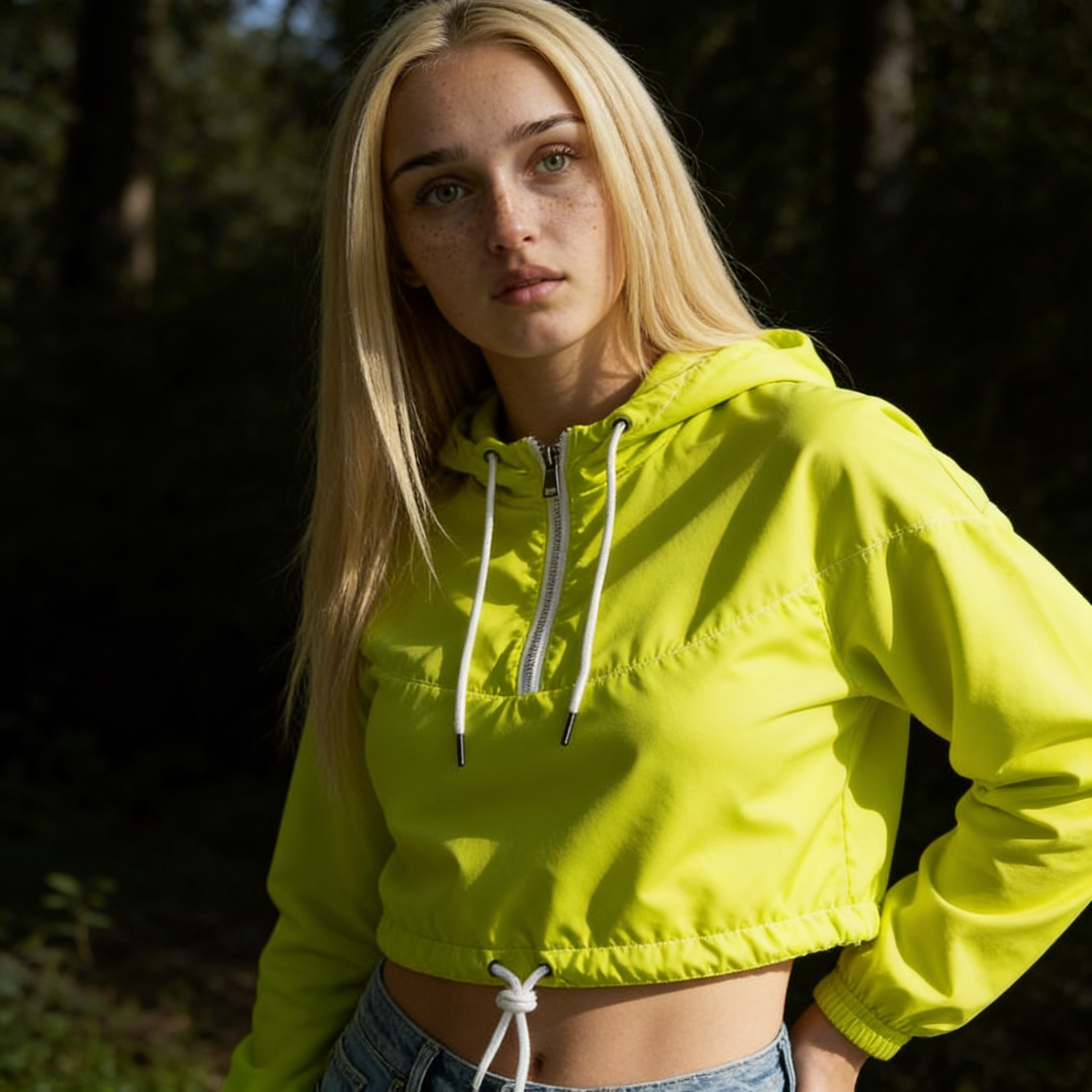Women's Cropped Windbreaker | Neon Lime