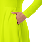 Long Sleeve Midi Dress | Neon Lime