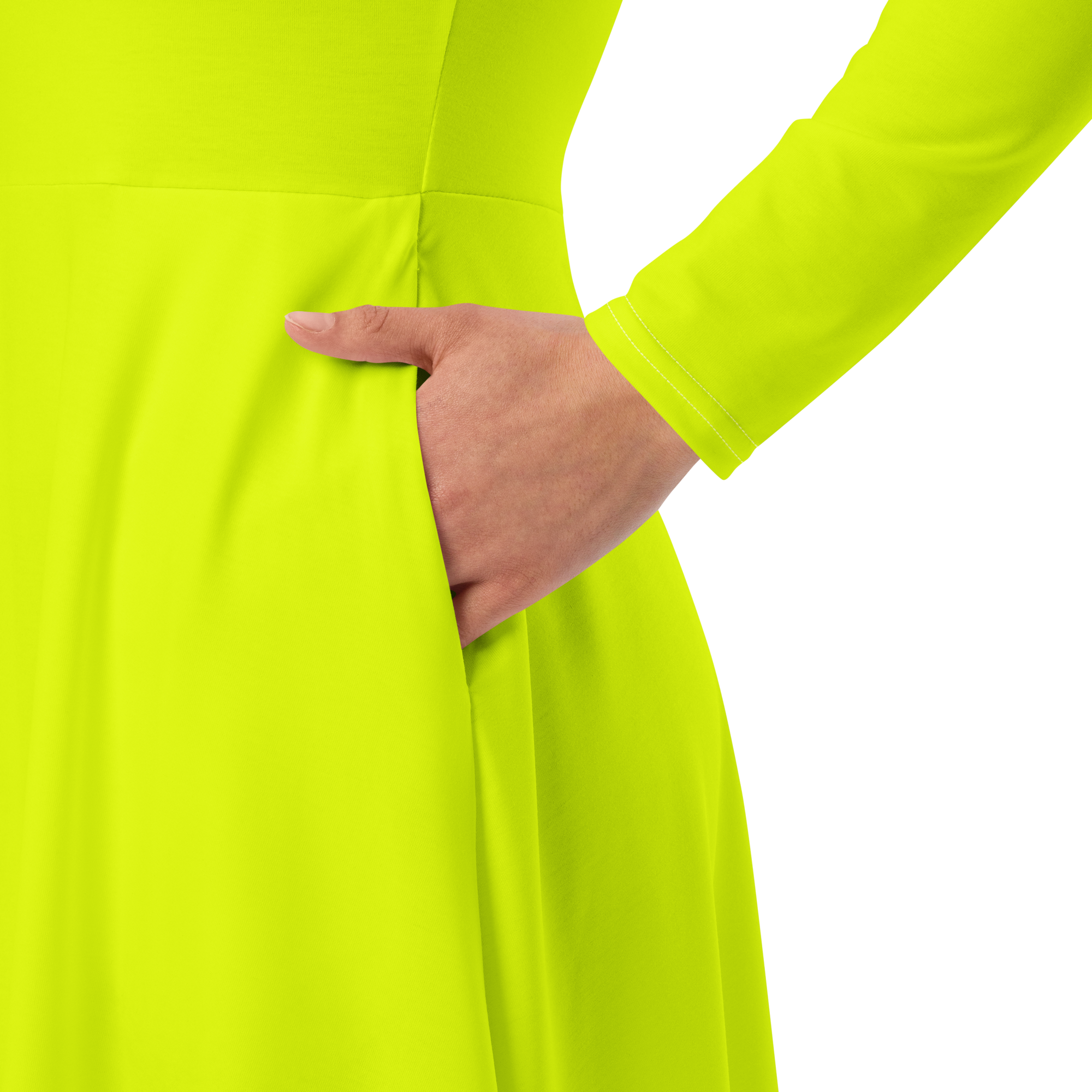 Long Sleeve Midi Dress | Neon Lime