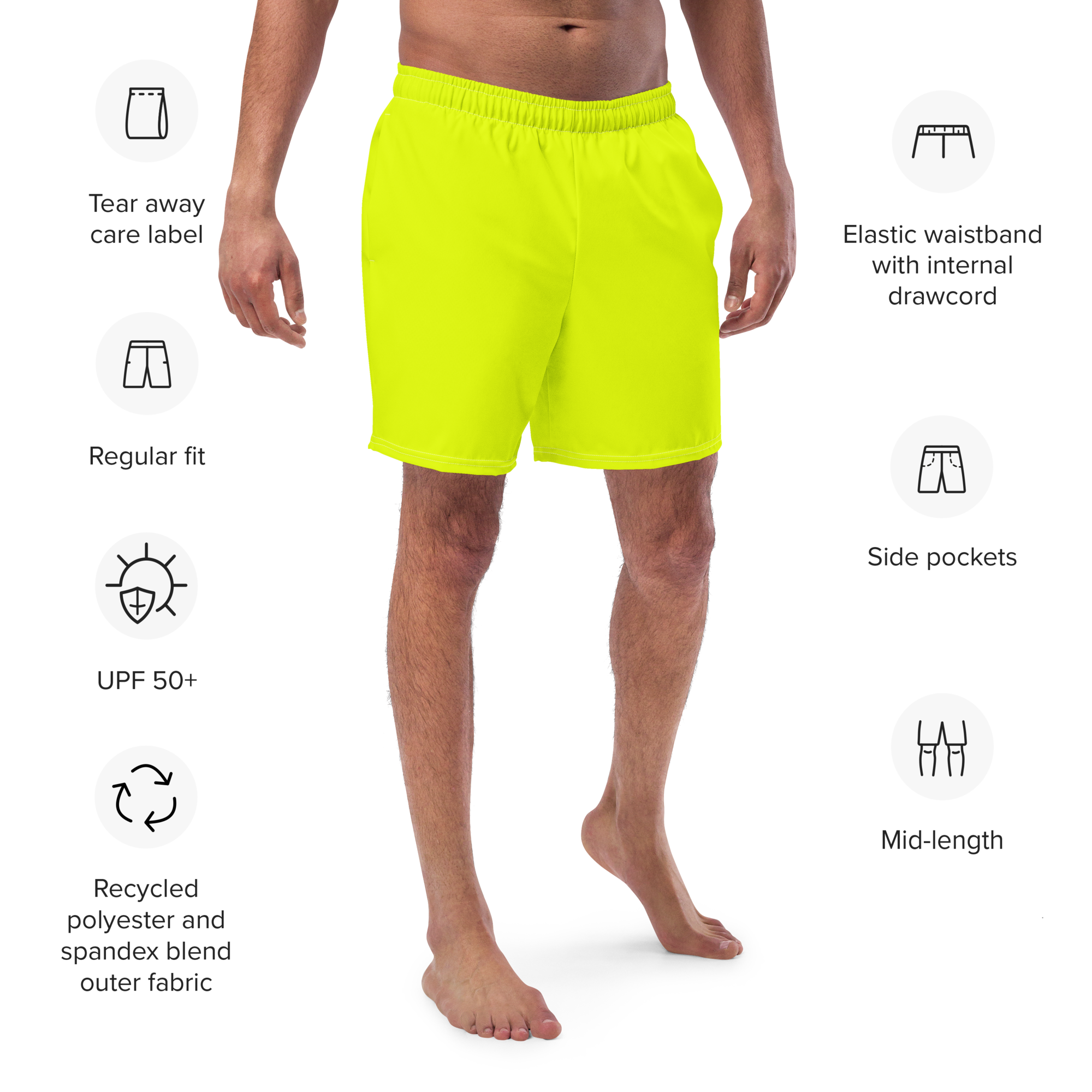 Recycled Swim Trunks | Neon Lime