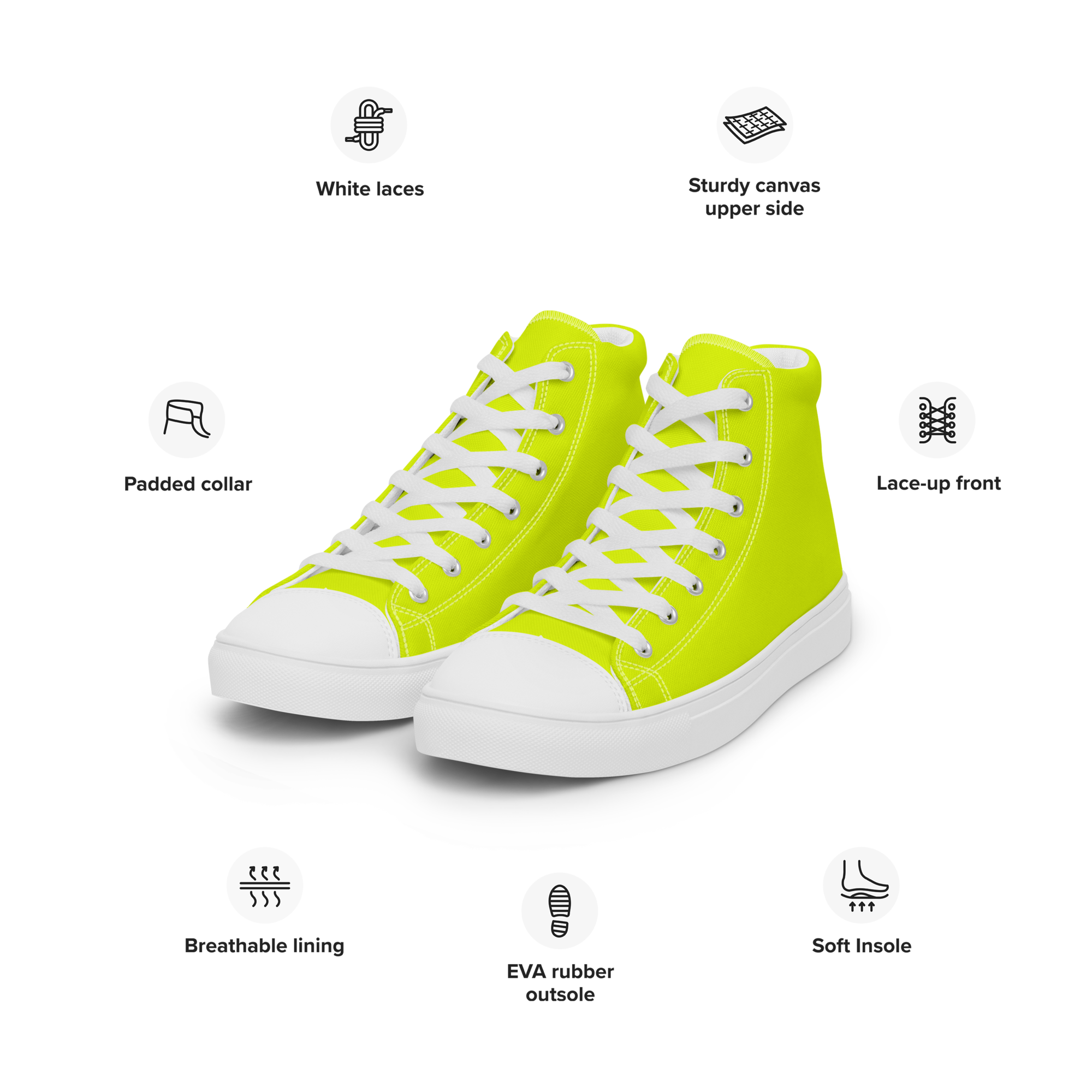 Men's High Top Canvas Shoes | Neon Lime