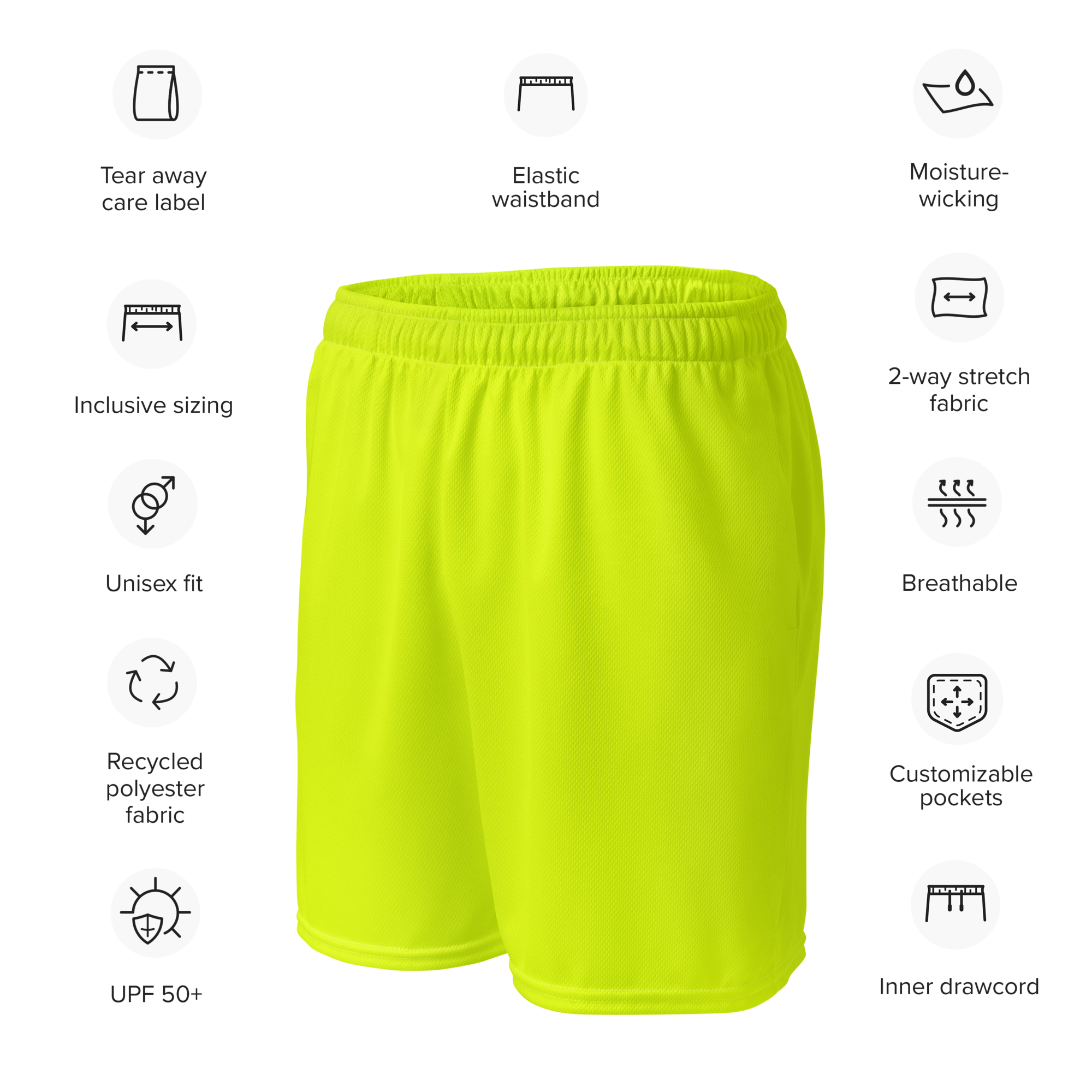 Recycled Mesh Shorts | Neon Lime