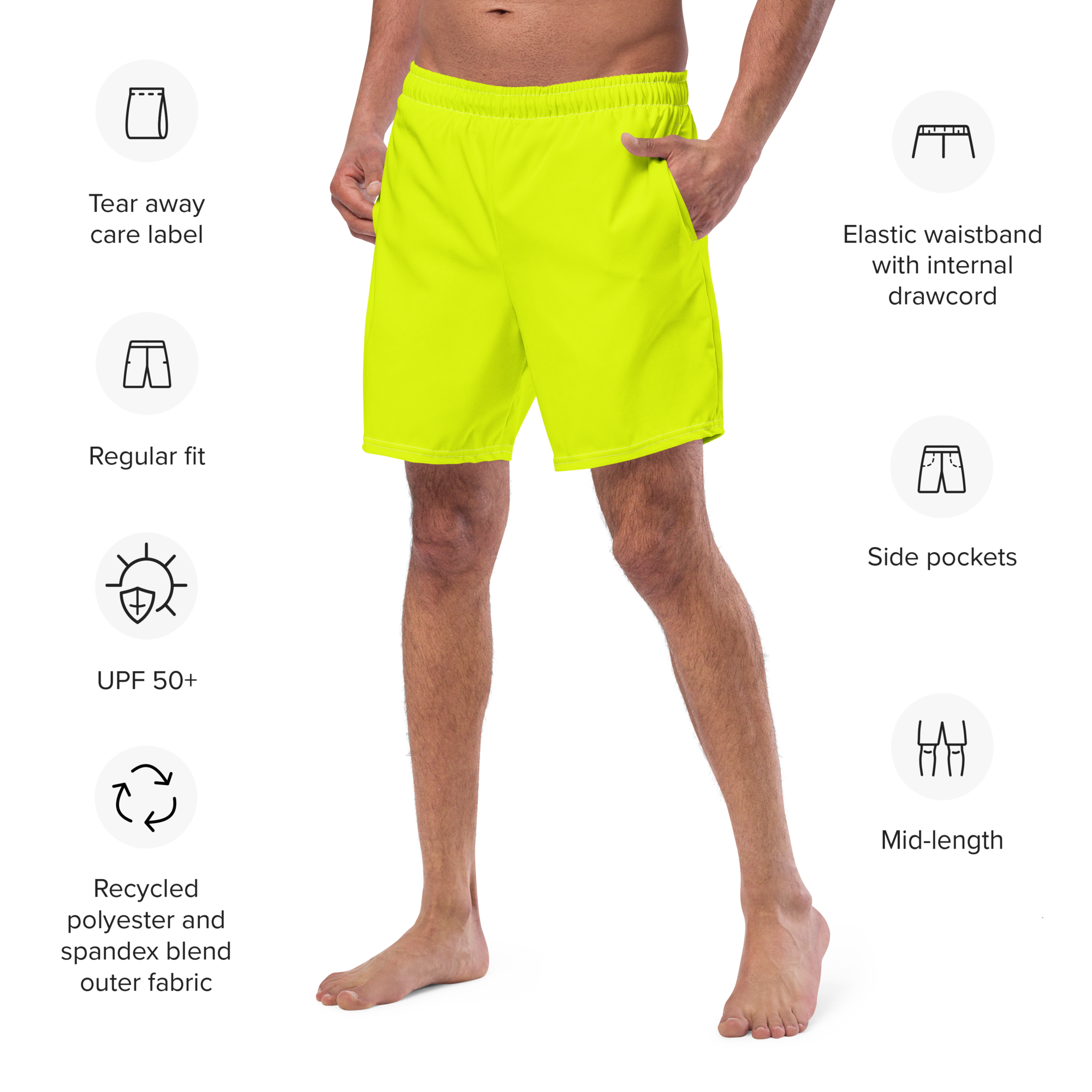Recycled Swim Trunks | Neon Lime