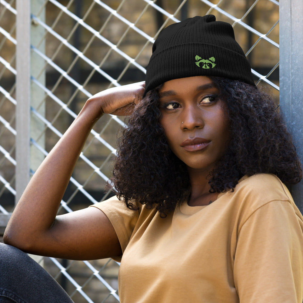 Green Logo Organic ribbed Beanie - RAXXO Originals
