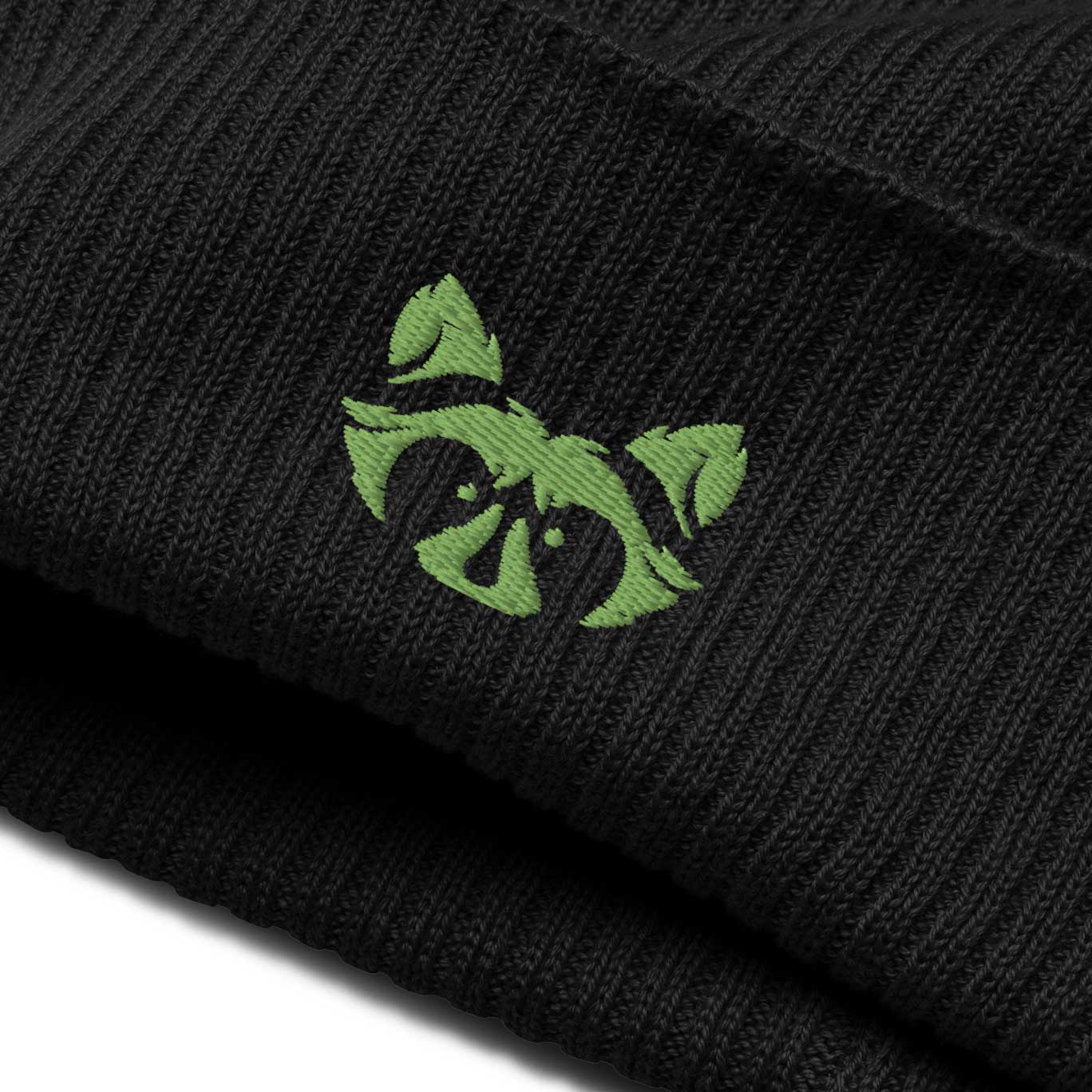 Green Logo Organic ribbed Beanie - RAXXO Originals