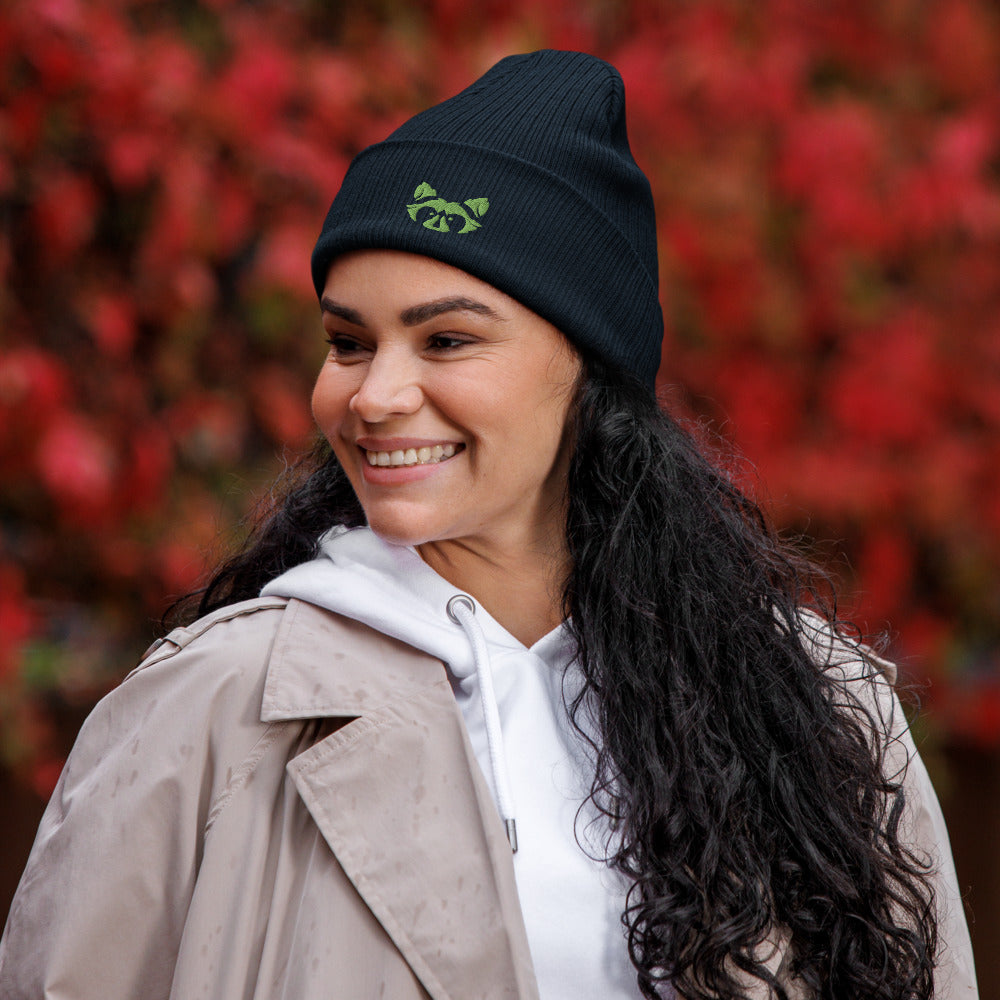 Green Logo Organic ribbed Beanie - RAXXO Originals