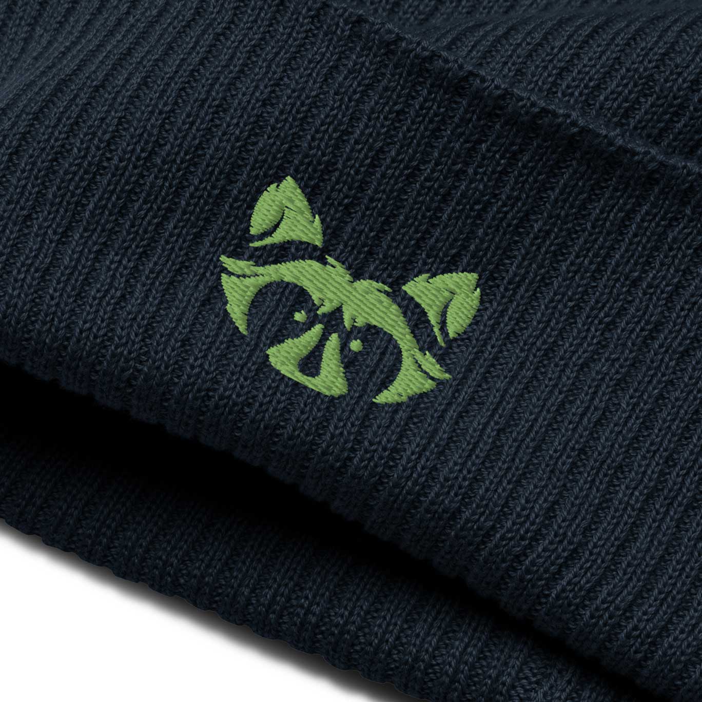 Green Logo Organic ribbed Beanie - RAXXO Originals