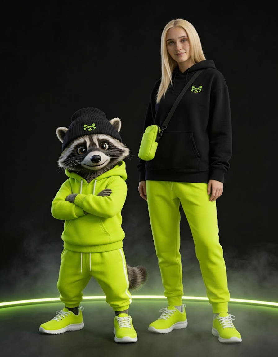 RAXXO and Lexxa wearing neon lime merch